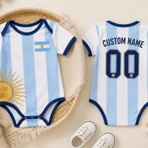 Personalized Argentina Soccer Baby Bodysuit, Custom Name Number Onesie, Argentina Football Fan Outfit, Baby Shower Gift U79