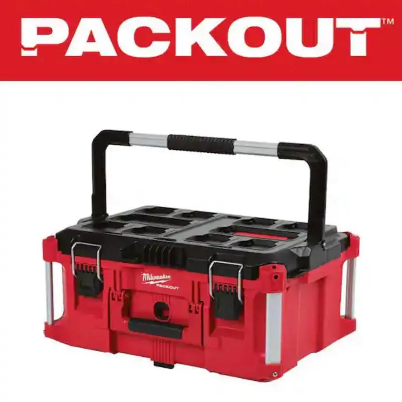Milwaukee PACKOUT 22 in. Large Durable Tool Box - Modular Wrench Organizers, Interlocking Design, Locking Trays, Fits 100+ Tools, Garage DIY Modular Organization Solution for DIY Enthusiasts, Portable Workshop Job Site Storage