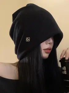 Metal Letter Beanie Hat, Unisex Winter Warm Premium Quality Cap, Casual Style, One Size Fits All, Perfect for Cold Weather