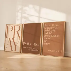 Warm Neutral Christian Wall Art Set of 3 Prints, Bible Verse Bundle, Minimalist Scripture Posters, Modern Religious Decor Digital Download