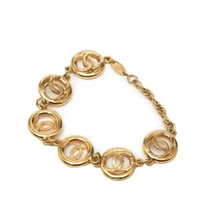 Pre-owned CHANEL 1 Small Leather Goods Coco Mark Vintage Bracelet Gold Plated GZ