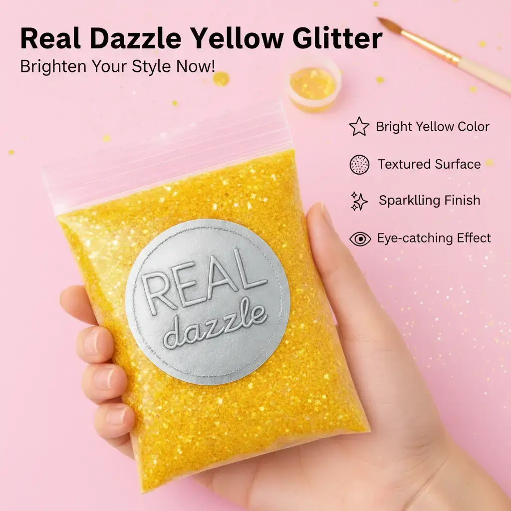 REAL dazzle Yellow Glitter – Bright Textured Sparkle Mix