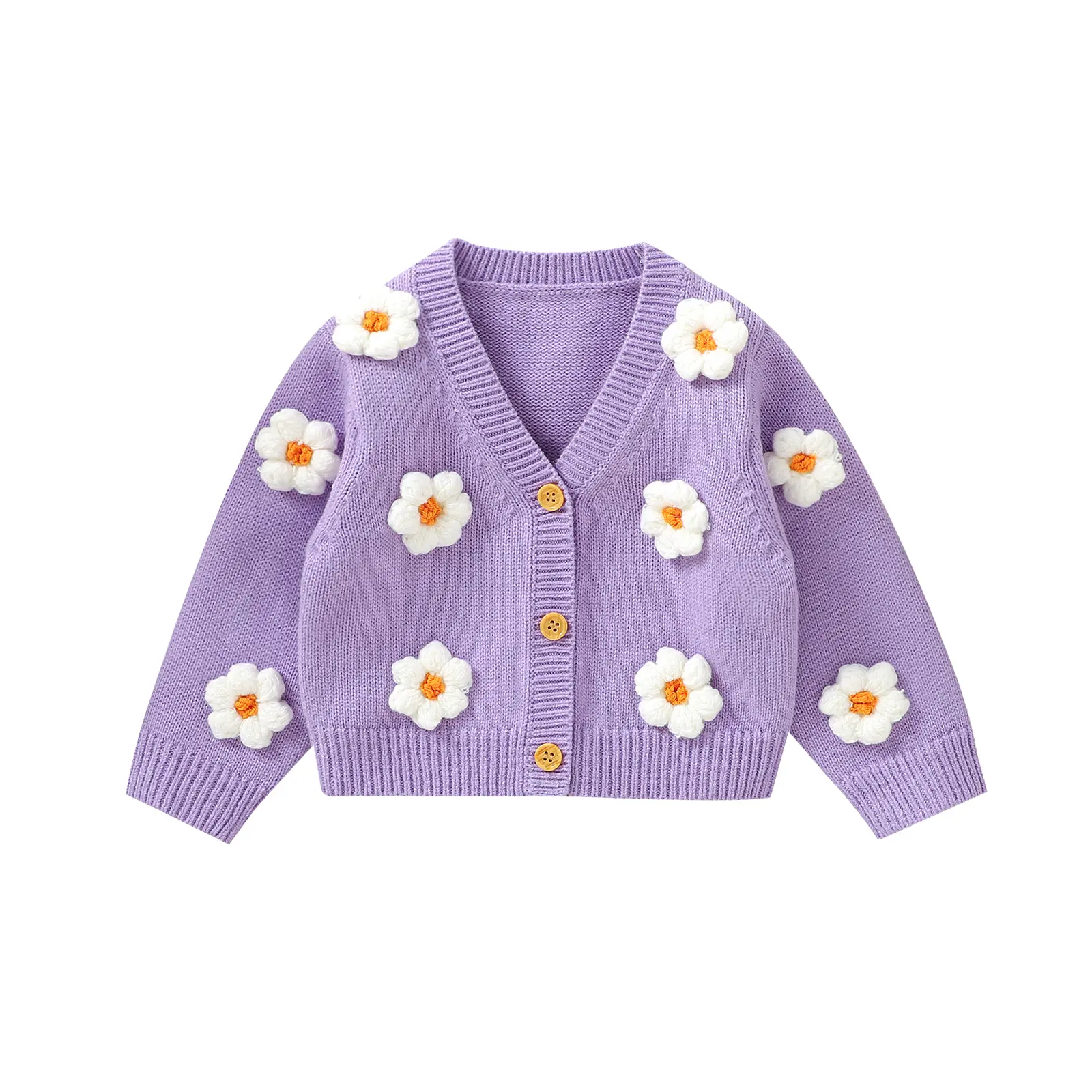 Meihuida Toddler Baby Girl Knit Sweater Cardigan Long Sleeve Button Down Flower Knitted Coat Jacket Infant Girls Winter Warm Clothes