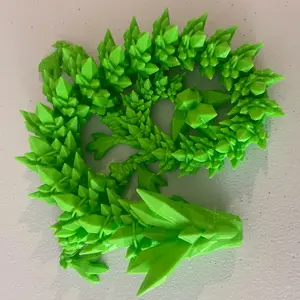Green crystal dragon,1.8ft,3D printed,articulated Decor