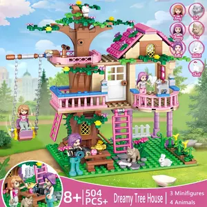 Creative Tree House Design Building Blocks, 1 Box Lovely Forest Tree House Building Blocks, DIY Assembly Toy for Girls, Birthday Gift