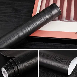 Instant Kitchen Makeover Black Wood Grain Peel and Stick Wallpaper Waterproof Removable Contact Paper for Countertops Cabinets Drawers Furniture