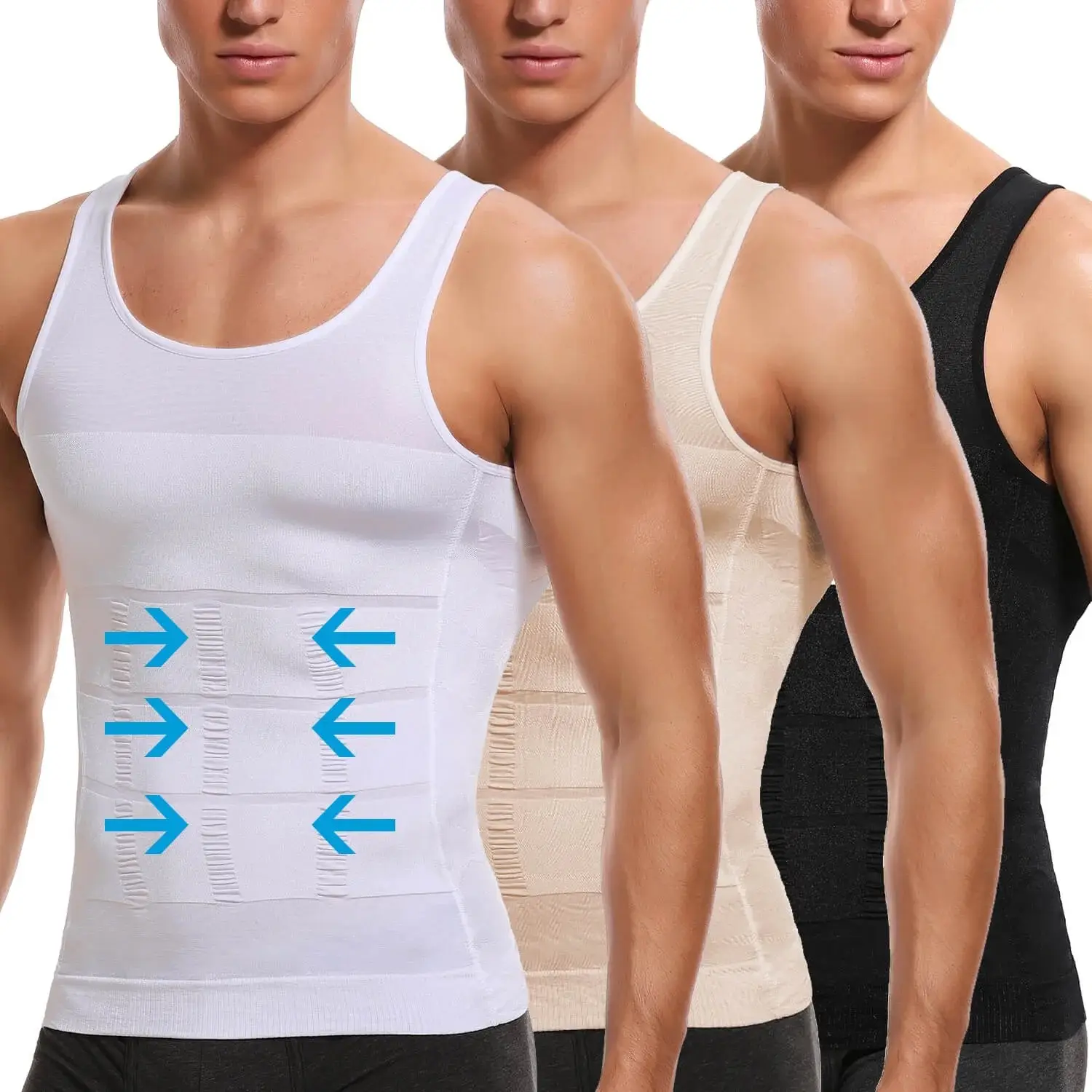 1/2/3/4 Packs Menswear Body Shaper Shapewear Sports Vest Men Compression Shirt Seamless Breathable Stretchy Gym Lightweight Tummy Control Tops