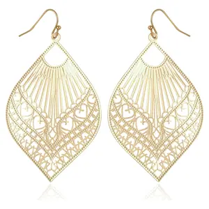 Time and Tru Women's Filagree Metal Boho Fishhook Basic Fashion Earrings