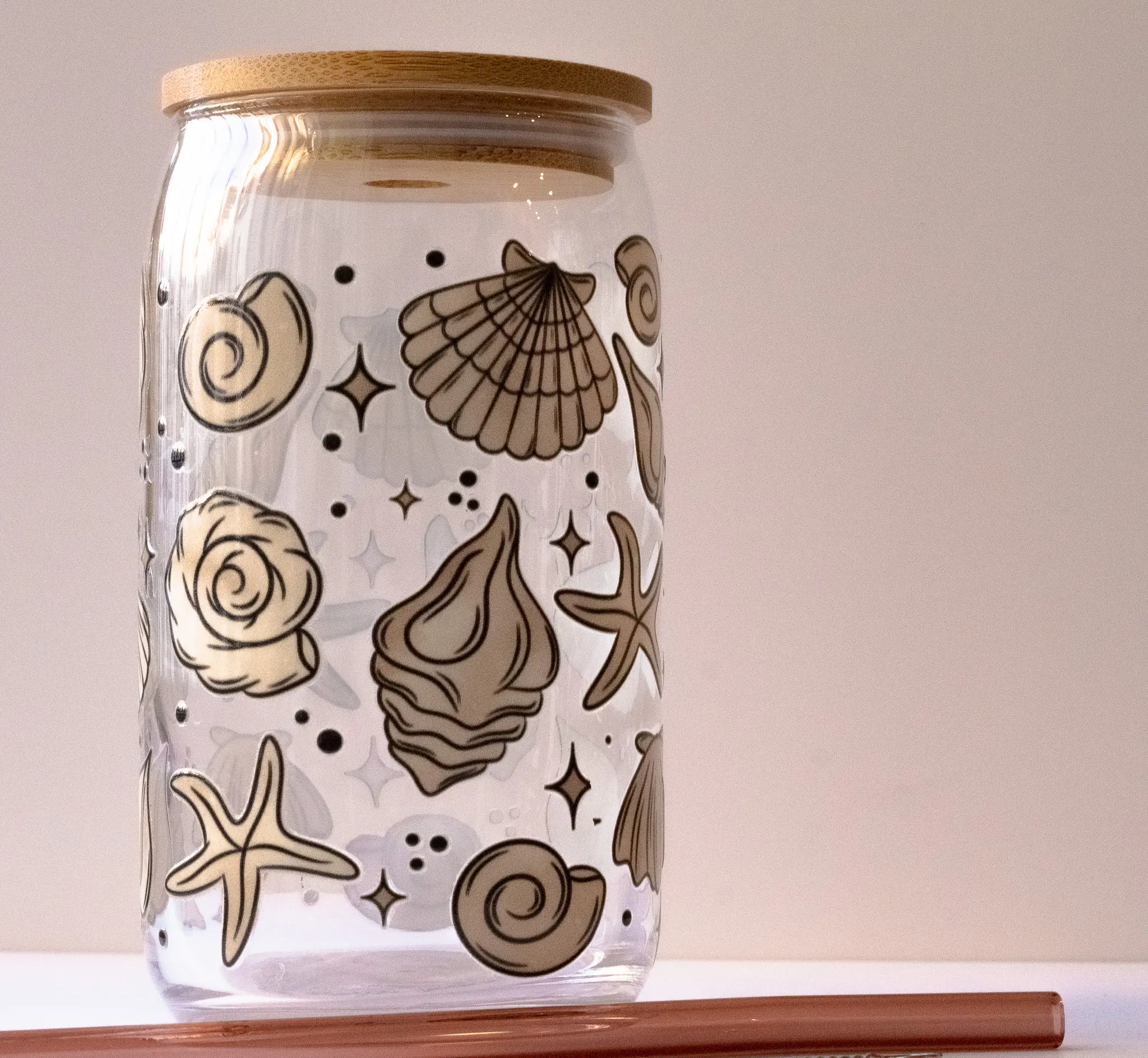 SeaShell 16oz Glass Cup Drinkware