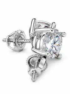 2CT Moissanite Stud Earrings 925 Sterling Silver VVS DEF GRA Certified Screw Back