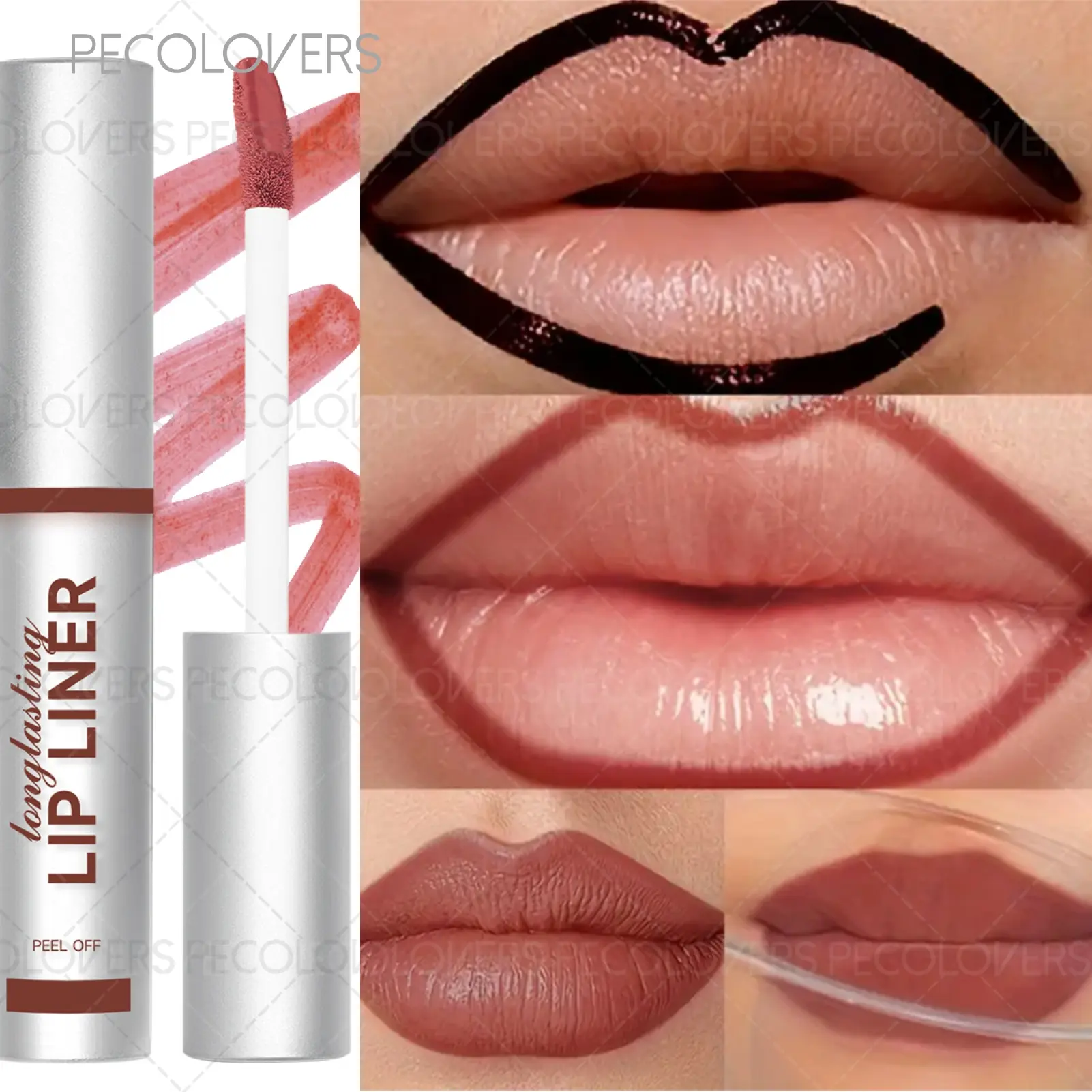 Peel Off Lip Liner Pencil Lippie Pencil Matte Dye Liquid Lipstick Waterproof Long Lasting Tear-Off Lip Gloss Makeup Tattoo Mask Lip Gloss Cosmetics