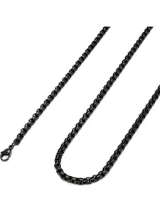 2-4MM Stainless Steel Mens Womens Black Necklace Minimalist Chain Rolo Cable Chain, 16-36 inches