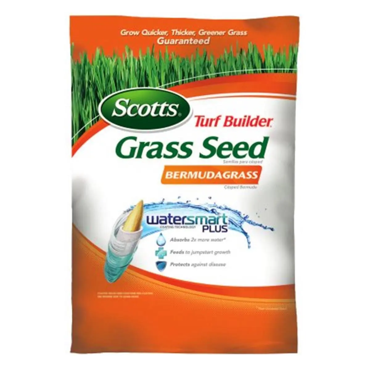 Scotts Bermuda Turf Grass Seeds, 10 lbs Turf Builder with Water Guard, Feeds with Essential Nutrients, Grows in Tough Conditions, Protects from Disease, for Home Improvement Garden Supplies, Disease Protection