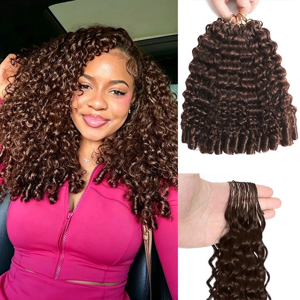 【New Color】Asakiss 99J Burgundy Crochet Human Hair Bundles Burmese Curly #4 Chocalate Brown Crochet Hair for Miracle Knots Pre-Separated 50g/Pack 40 Strands/Pack Time-Saving Hair 4-5 Packs for Full Head Protective Hairstyles