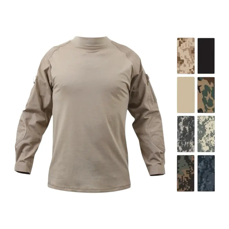 ROTHCO Men's Fire Retardant Military Combat Shirt - Menswear Turtle Flag Nylon Fabric NYCO Cotton Blend Tactical Top, Moisture-Wicking, Anti-Abrasion Padded Elbow Patches, Gusseted Sleeves