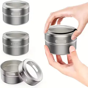 Magnetic Spice Jar Organizer - Space-Saving Magnetic Seal, Clear Kitchen Storage Containers | Wall-Mounted & Modern Minimalist for Home/Commercial Kitchens-YY