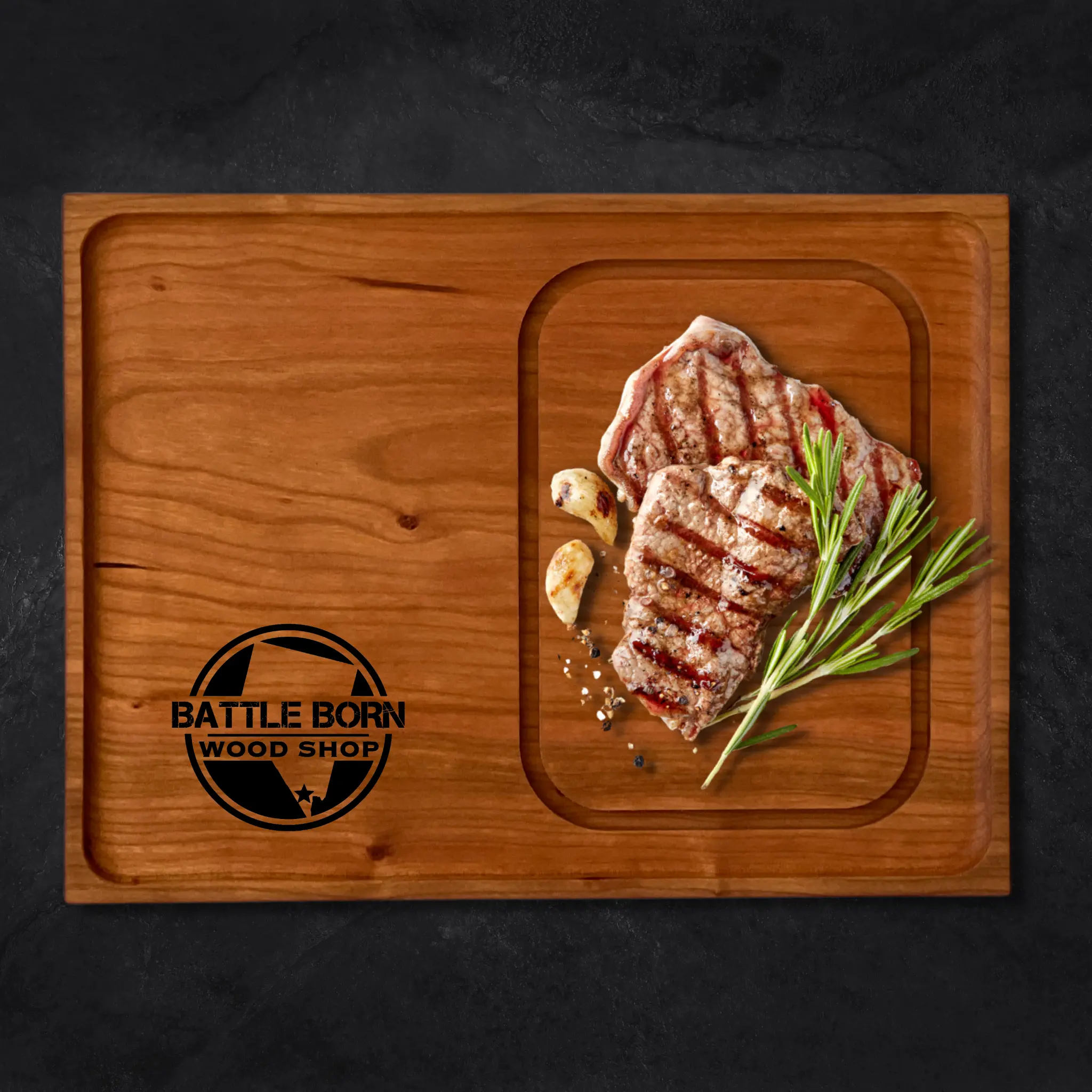 Custom Logo Hardwood Steak Plate - 9x12