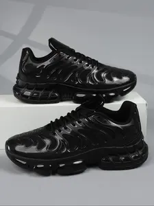 Men's Sporty Letter Print Sneakers, Breathable Mesh Upper PU Leather PVC Sole, Low Top All-Season Casual Running Shoes, Running Sports Shoes