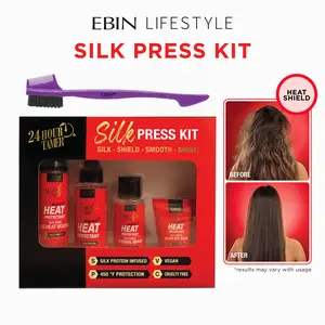 EBIN 24 Hour Tamer Heat Protectant Styling Kit with Free Edge Brush | 450°F Protection, Frizz Control, Lightweight Shine