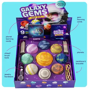 Galaxy Gem Dig Kit – Dig 9 Planets to Reveal Real Gems & Build Space Jewelry