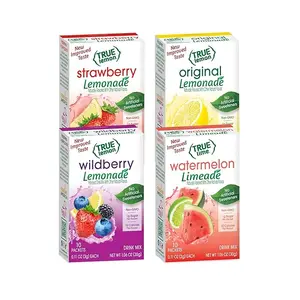 True Citrus Drink Mix Variety, Strawberry Lemonade, Wildberry Lemonade, Original Limeade, and Watermelon Limeade, 4 Pack