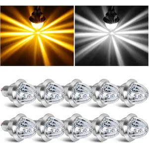 10PCS Mini Watermelon Lights, 3/4 Inch Dual Revolution Amber Turn Signal Marker to White Auxiliary LED Watermelon Light, IP65 Waterproof Side Clearance Tail Griller Lights, for 12V Trailers Trucks RV