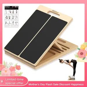 Homhut Portable Wooden Slant Board Adjustable Incline Calf Stretcher for Squats, Pilates, Ankle & Leg Stretching Home Fitness Equipment