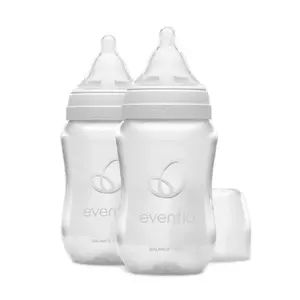 Evenflo Balance Wide Baby Bottles, Platinum White Color 9oz 2 Count