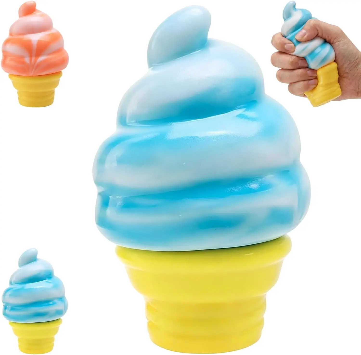 Ice Cream Squeeze Squishy, Ice Cream Cone Dumpling Slow Rise Sensory Toy Soft Squishy Sensory Squeeze Ball