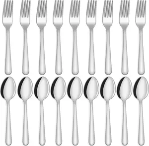 24-Piece Silverware Set - Stainless Steel Flatware for Home, Kitchen & Restaurant, Includes 12 Dinner Forks & 12 Dinner Spoons, Mirror Polished & Dishwasher Safe - Tableware