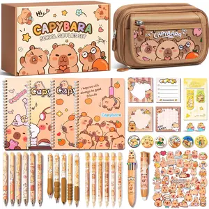 School Supplies for Girl  5 6 7 8-12 13 14 Year Old, 36 count Kawaii Tween Teen Girl Birthday Easter  Cute Capybara Stationery Set w/Pencil Case Gel Pen Pencil Sticker Notebook Sticky Note