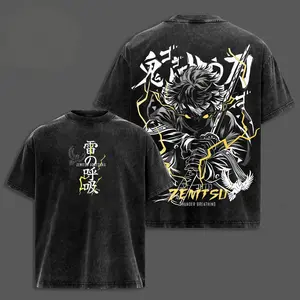 Limited Edition "Thunder Breathing" Zenitsu Agatsuma T-Shirt Demon Slayer Anime Graphic Tee Oversized Acid Washed Soft Cotton Men Shirts Anime Streetwear Casual Menswear Unisex Apparel Gift for Anime Fans Demon Slayer Merch InfinityCastle tshirt tokTshirt