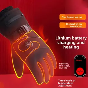 electric heated gloves Electric heating can touch the screen, five-finger heating, winter skiing, motorcycle riding, running,-proof heating, charging, warm