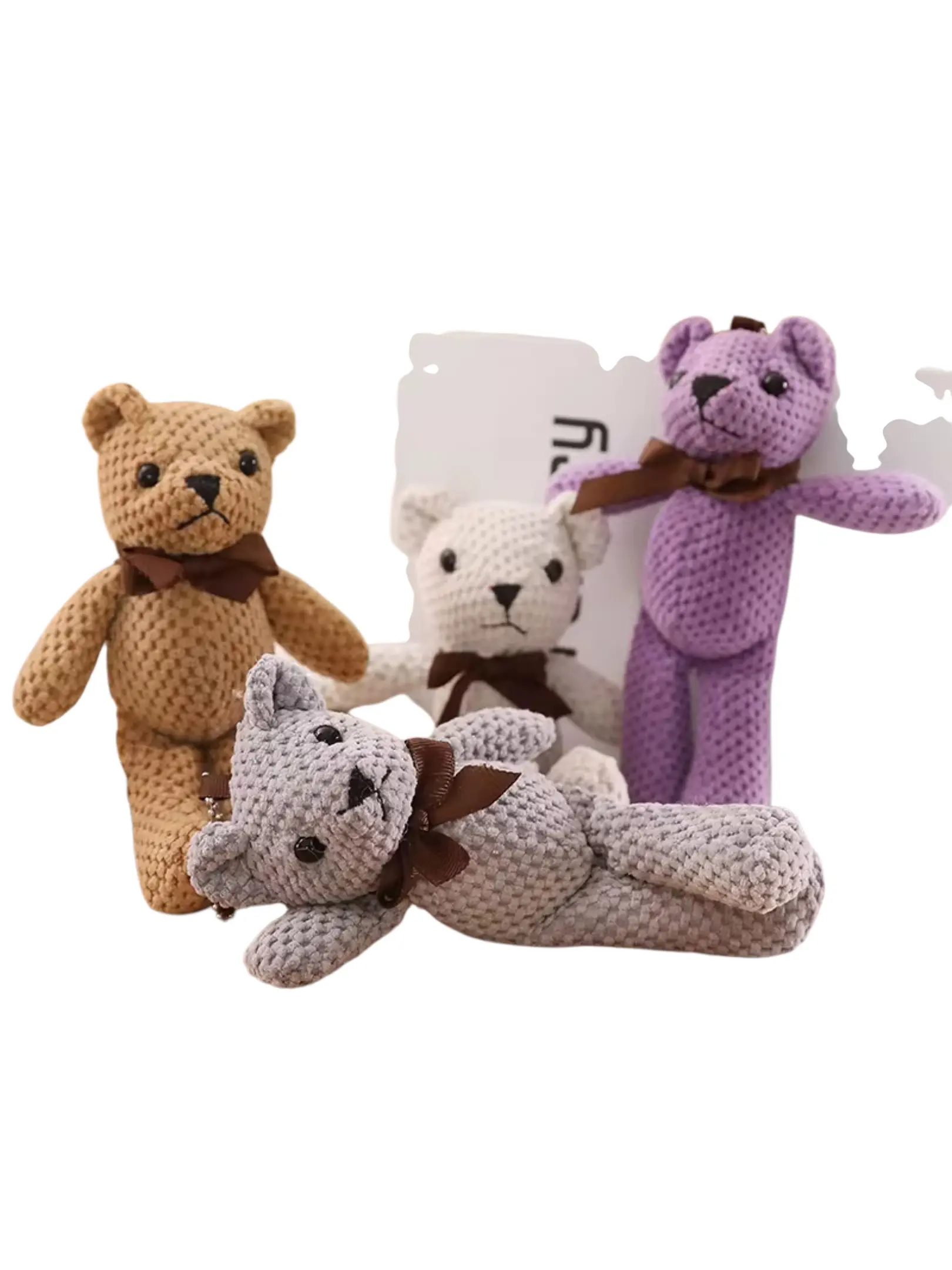 Adorable Bow Tie Plush Teddy Bear Keychain Jewelry, C-Hook Design, for Kids, Perfect for Keys, Handbags, Backpacks