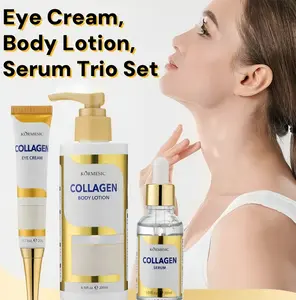 KORMESIC Collagen Anti-Aging 3-Piece Set: Eye Cream + Face Serum + Body Lotion - Replenish Collagen, Firm Skin & Brighten for Youthful,Radiant Glow Body Care Sets Deep Treatment Set