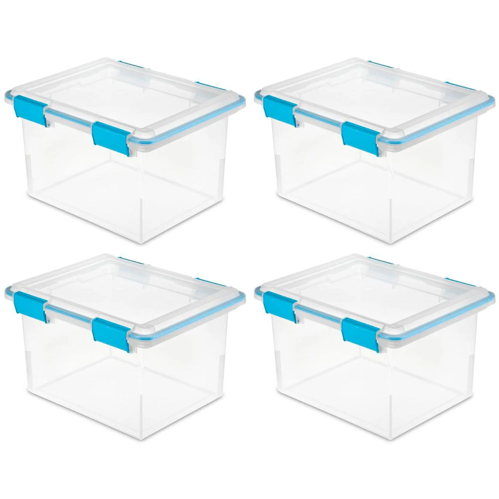 Sterilite Large 32 Qt Home Storage Container Tote with Latching Lids, (4 Pack) Kitchen Organiser