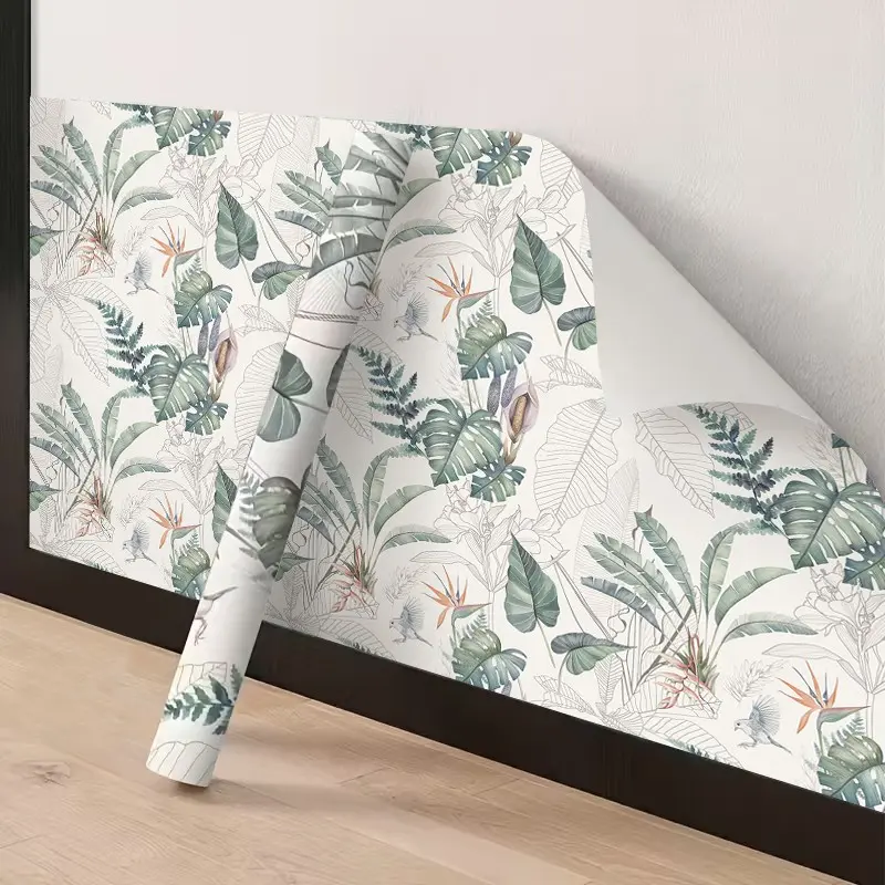 Self-Adhesive, Decorative Wallpaper Featuring TropicalPlant Patterns, Bohemian Style, Easy to Peel And Stick, Removable Wallpaper, Peel And Stick Wallpaper Designs, Available in Sizes44CM/10M, Suitable for Living Room, Bedroom