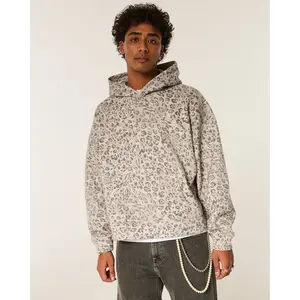 Hollister Feel Good Super Boxy Leopard Print Hoodie