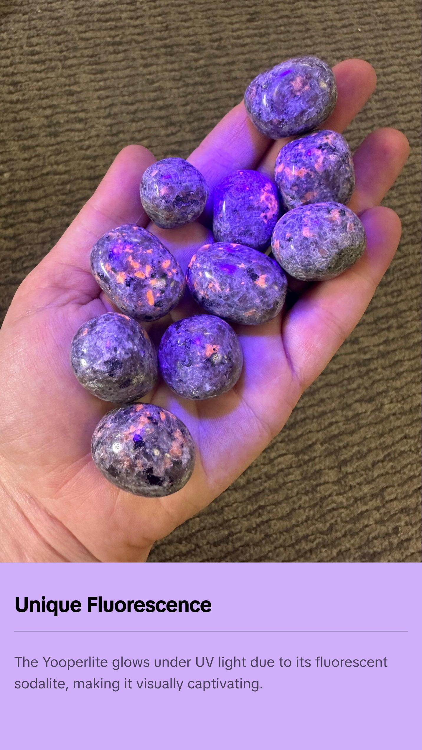 Yooperlite Tumbled Stone - Tumbled Yooperlite - Yooperlite Tumbles - Polished Yooperlite Crystal w/ UV Reactive Sodalite - Rare! Yooperlite Tumbled Stone - Tumbled Yooperlite - Yooperlite Tumbles - Polished Yooperlite Crystal w/ UV Reactive Sodalite - Rare!