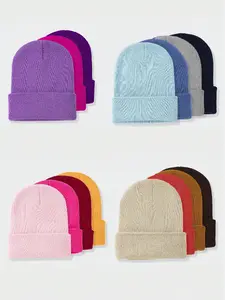 Unisex Fashion Knitted Beanie Hat, Warm Elastic Winter Cap, Simple Design for Outdoor Activities, Christmas Valentine's Gift