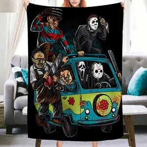 Halloween Blanket, Horror Movie Halloween Blanket - Super Soft and Cozy for Sofa, Bed, Travel and Camping - 1 Piece