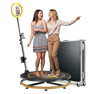 OHYEAHSPIN 360 Photo Booth Machine with Ring Light & RGB LED Platform, Remote Speed Control, Phone/Tablet Holder for Weddings, Parties & Events, 68/80/100cm