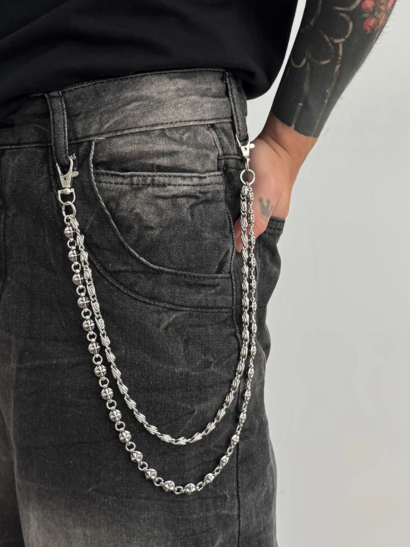 Unisex Fashionable Dual-Layer Pants Chain, Bop Chain, Casual Hip-Hop Style Accessory, Perfect for Daily Wear, Stylish Jewelry for Men & Women