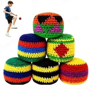 Handmade Crochet Hacky Sack Set, Boho Aesthetic Footbag Juggling Balls For Outdoor Play, Retro Summer Games For Kids Adults, Coordination Training Equipment For Backyard Party, Trendy Kick Sack Gift For Teens Girls Boys