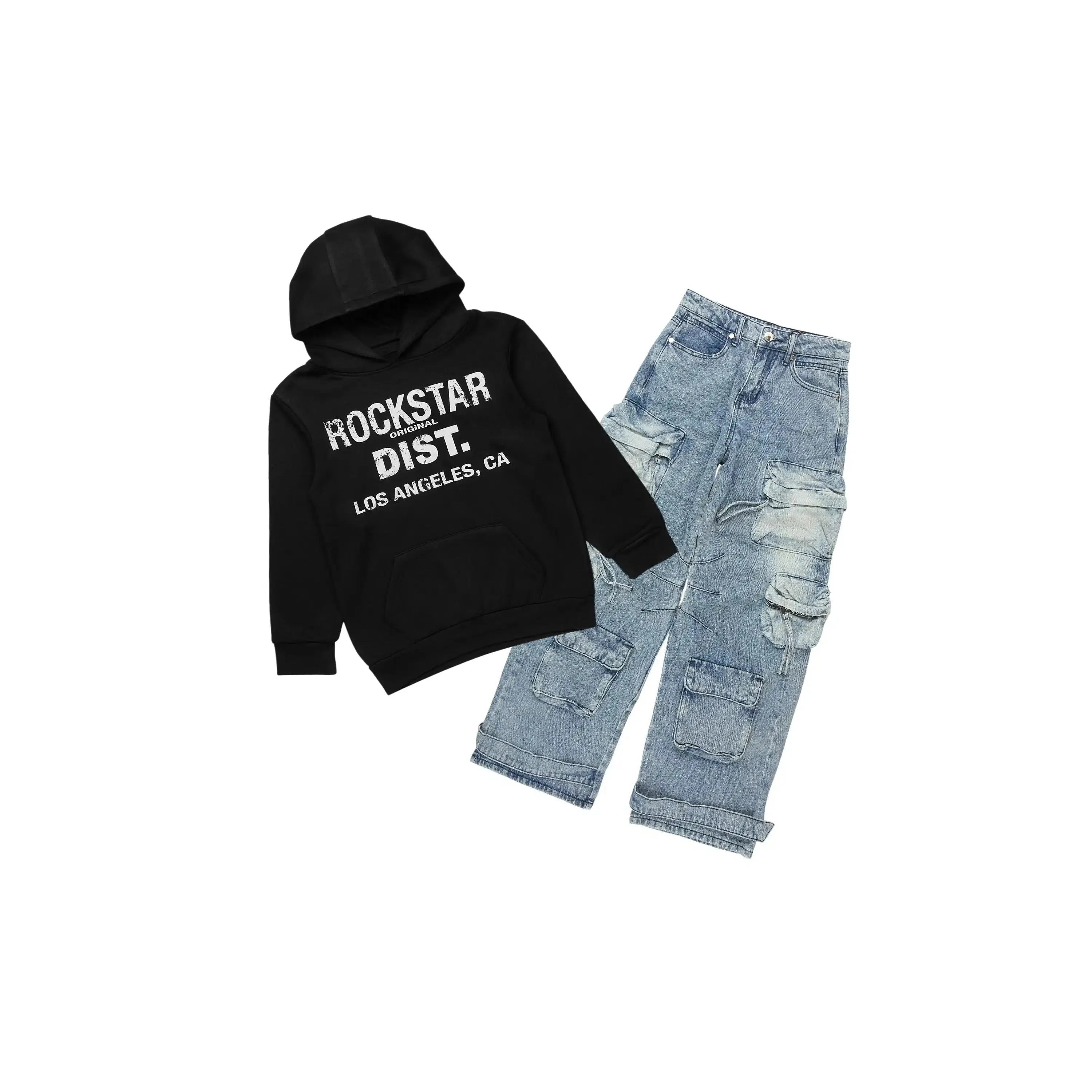 Boys Koen Black Hoodie/Baggy Jean Set