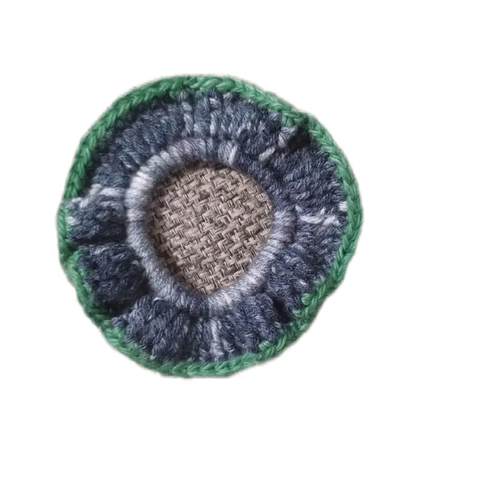 One Row Crocheted Scrunchie - Green and Gray Color Scheme Hair Accessory