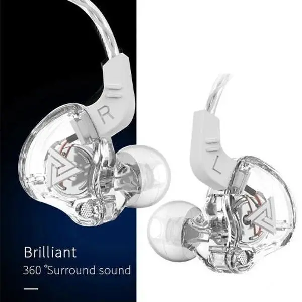 QKZ AK6 In-Ear Portable Wired Sports Earbuds with Cable Control Microphone, Ergonomic Comfort Fit, Heavy Bass & Crisp Sound, for Gym Workout, Desktops, Active Noise Cancellation