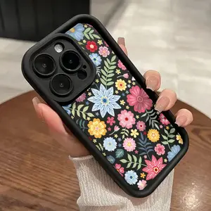 Floral Whisper Pattern TPU Phone Case for iPhone 16 15 14 Pro Max 13 12 11 XR XS Plus Shockproof Full Camera Protection Durable Slim Silicone Cover Cellphone Protective Smartphone Casing