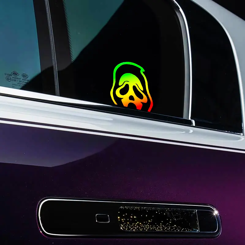 Hugexpen Ghost Laser Automotive Stickers - Car Styling Decals, Spooky Halloween Holiday Sticker Deco, Durable PVC for Long Wear, Exterior Accessory for Cars, Trucks, Motorcycles, Windshields