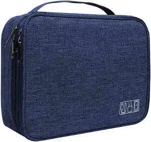 Waterproof Electronics Cable Organizer Bag, Compartmentalized Double-Layer Multi-Compartment Travel Organizer Accessories Case, Compartmentalized Travel Organizers, Double-Layer Travel Organizers
